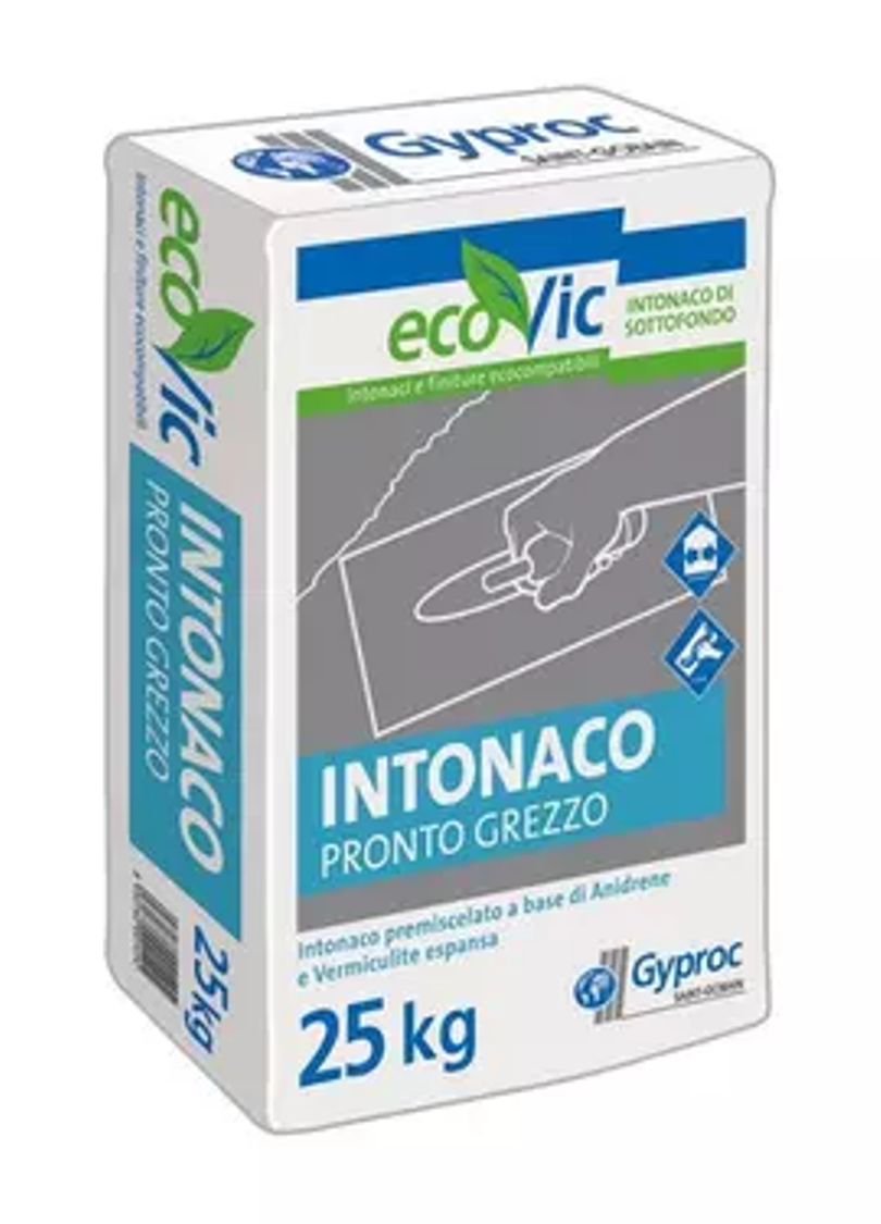 INTONACO PRONTO GREZZO GYPROC - 10 sacchi da 25 kg - Base gesso per interni