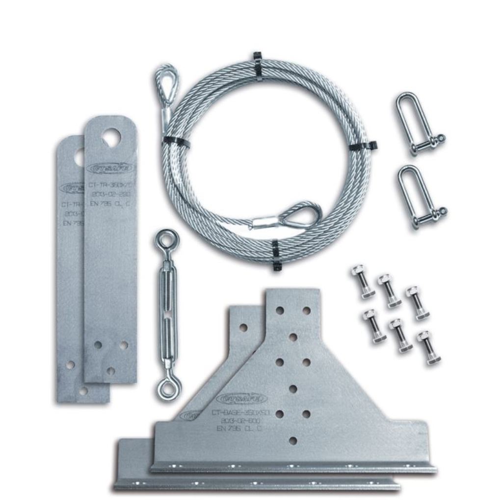 LINEA VITA IN KIT DI MONTAGGIO PER TETTI SAFETREE CT SAFE. Cavo da 5/10/15 mt.